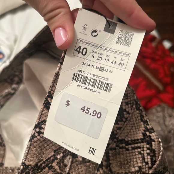 Zara Snake print pants Animal print size 8 NWT - Picture 7 of 7